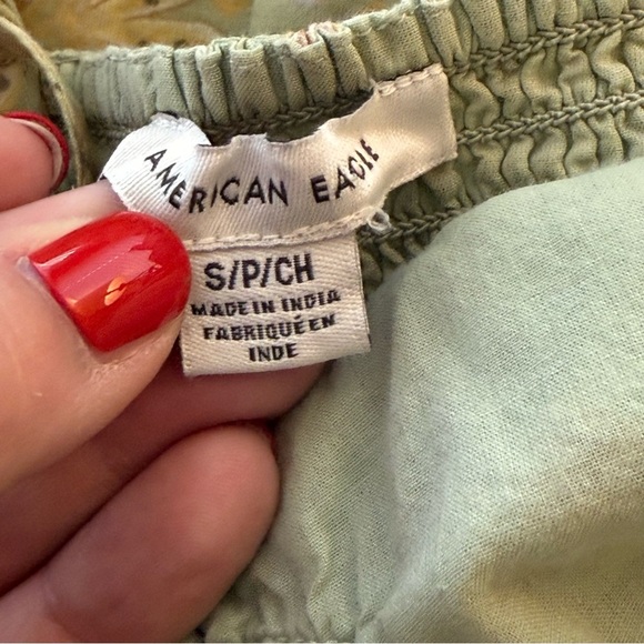 American Eagle AE Tiered Green Floral Mini Dress Small Cottagecore Fairy Boho - Picture 10 of 12